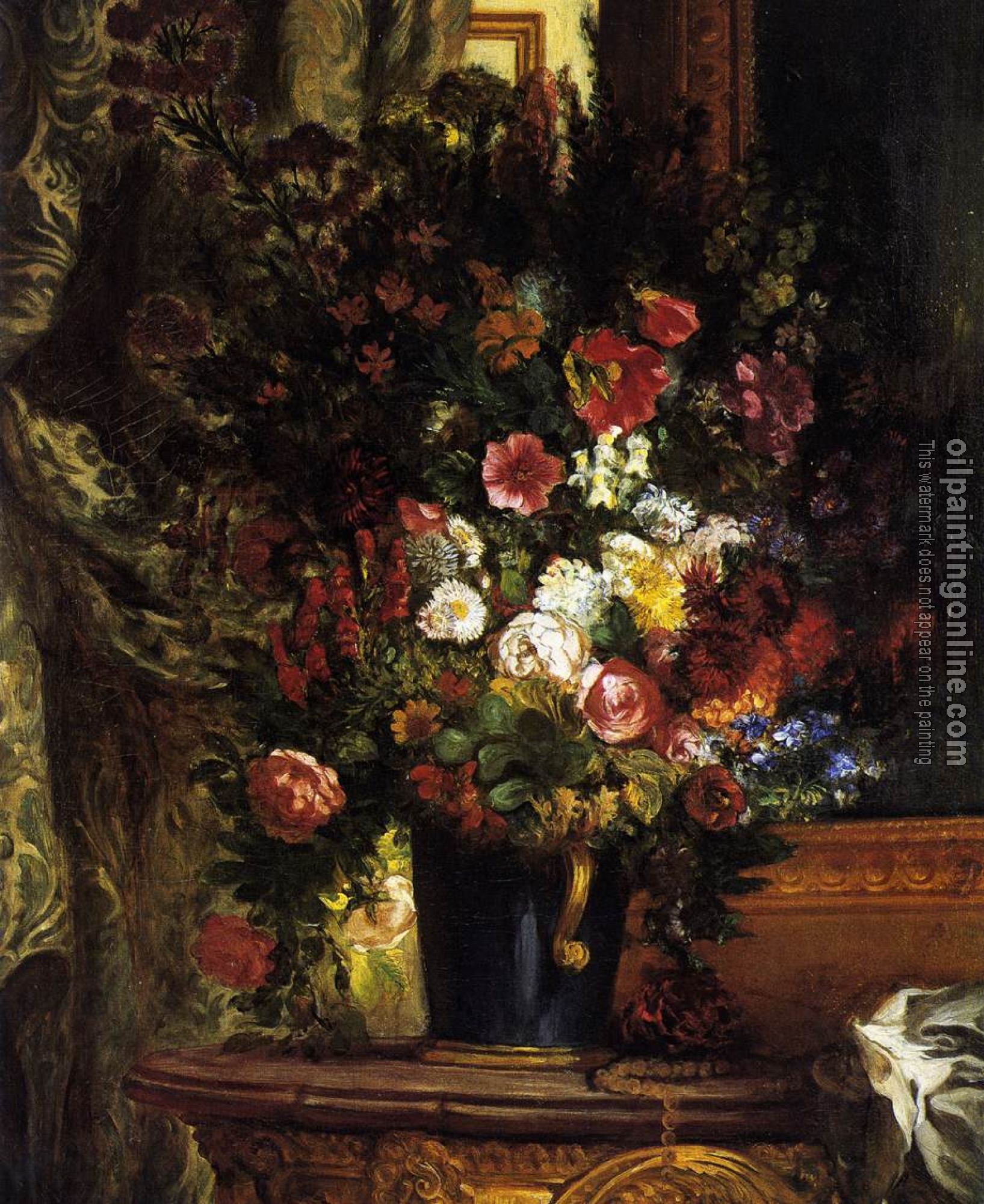 Delacroix, Eugene - A Vase of Flowers on a Console